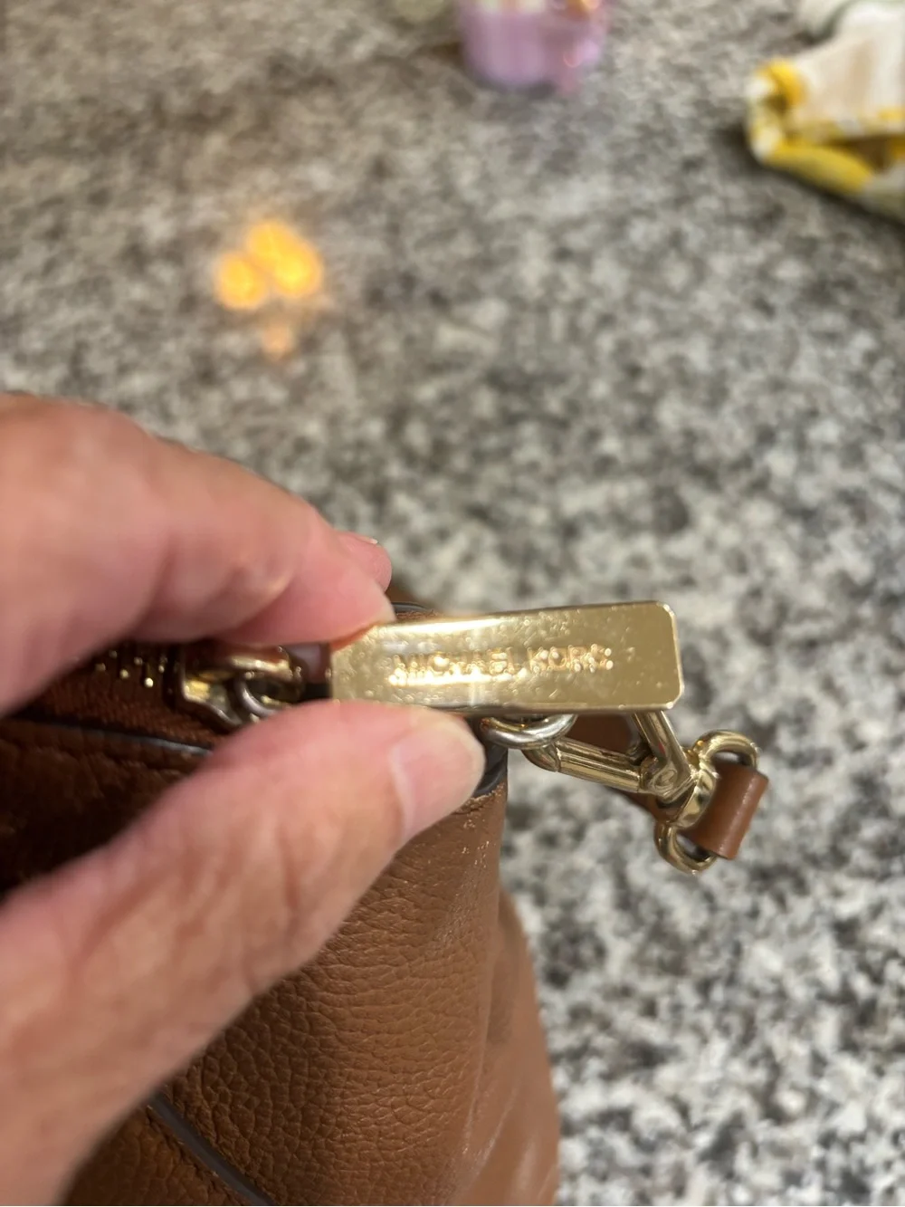 Michael Kors Cognac Pebbled Leather Satchel with Gold Hardware
